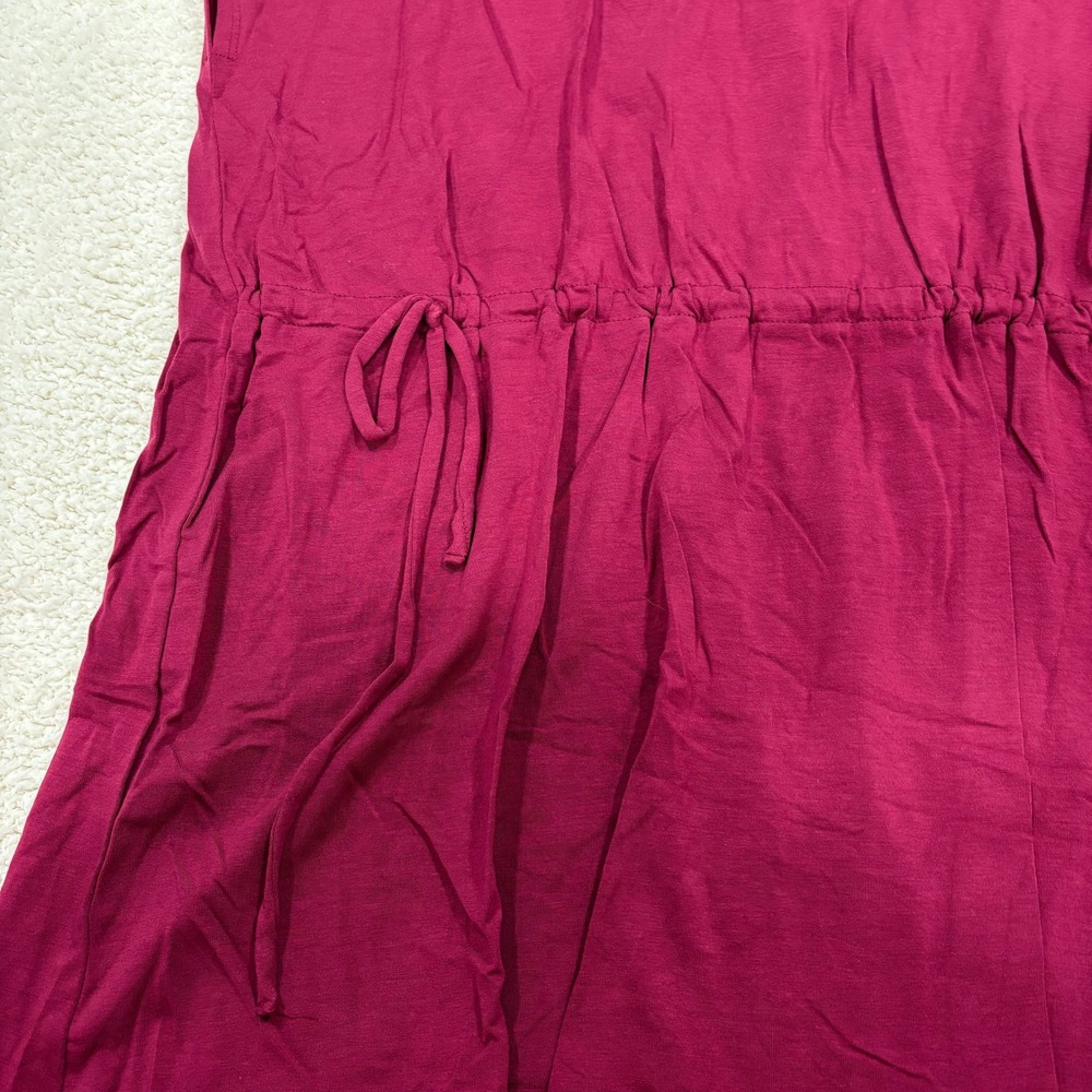 Eileen Fisher Fine Jersey Jewel Neck Top Roseberry Pink Drawstring Cinch 2X $128 - Picture 3 of 6